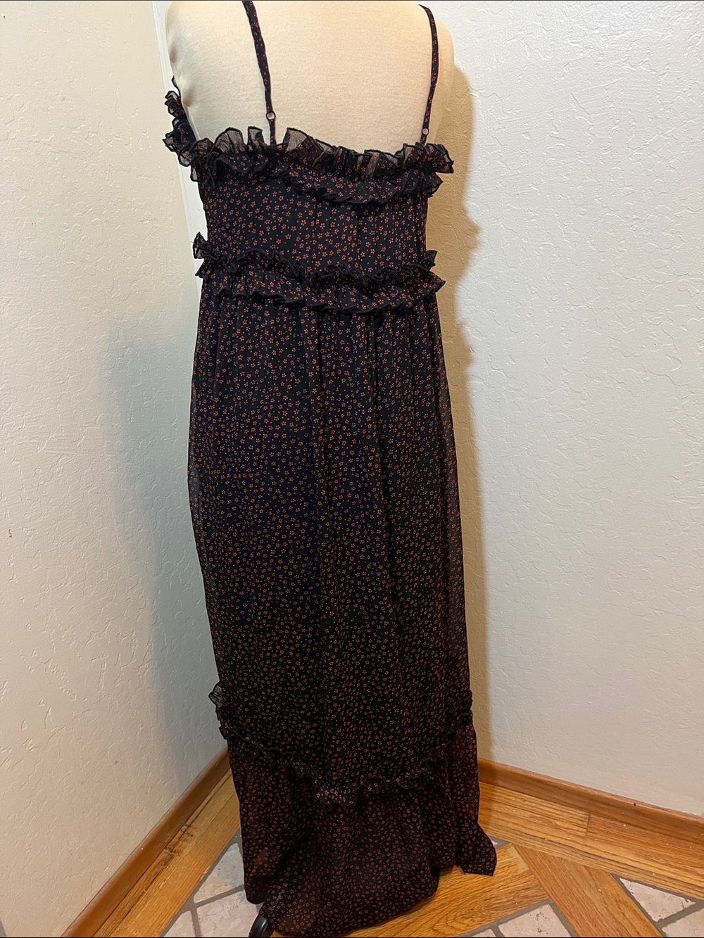 Urban Outfitters Black Floral Ruffle Maxi Dress - Picture 2 of 8